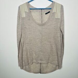 Emu Australia 100% Pure MErino Wool Cream Oatmeal Sweater Zip Back Faux Suede Sh